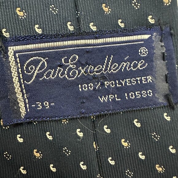 Vintage PanExcellence Navy Tie  Gold Paisley Pattern Professional Look Mens - Picture 3 of 3